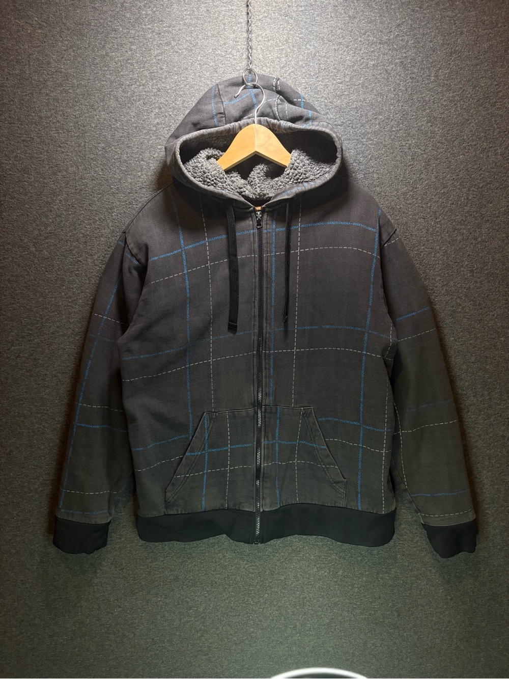Y2K 00’s Urban Rags Renegade Canvas Pattern Zip Hoodie Jacket Size L
